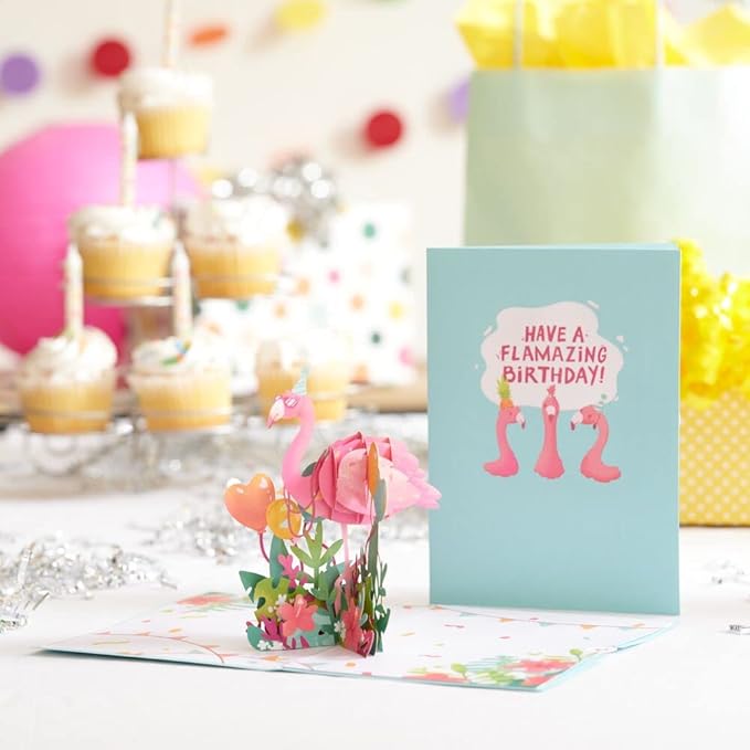 Lovepop Birthday Pop-Up Card for Her, Him, Men, Women - 3D Animal Greeting Cards - Flamazing Birthday - 5" x 7" - Blank Notecard & Envelope Included