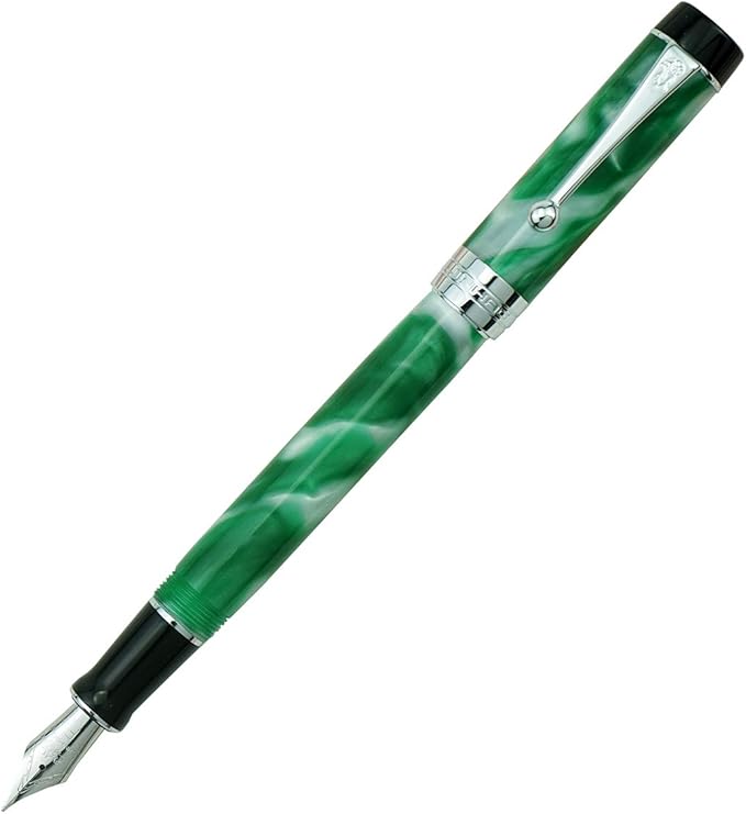 Jinhao 100 Fountain Pen Celluloid Classic Style, #6 Nib Smooth Writing Instrument with Refillable Converter and Pen Case Set