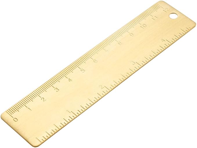 uxcell Straight Brass Ruler 120mm 4 Inches Metric Measurement Tool Drawing Measuring Ruler 1mm Thickness