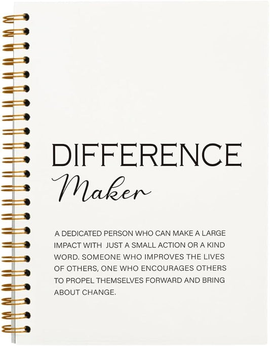 Difference Maker Gift, Difference Maker Definition Spiral Notebook Journal, Motivational Notebooks, Thank You Gifts for Women Men Teacher Coworkers, Hardcover Spiral Notebook 5.5x8.3(White)