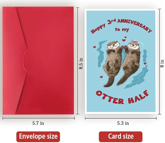 Happy 3rd Anniversary Card Gift for Husband,Wife,Romantic Third Anniversary Card for Boyfriend or Girlfriend,Lovely Three Year Wedding Anniversary Card for Women Men Him Her