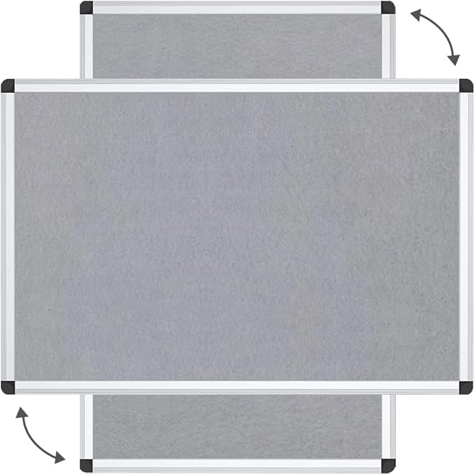 VIZ-PRO Notice Board Felt Gray, 36 X 24 Inches, Silver Aluminium Frame