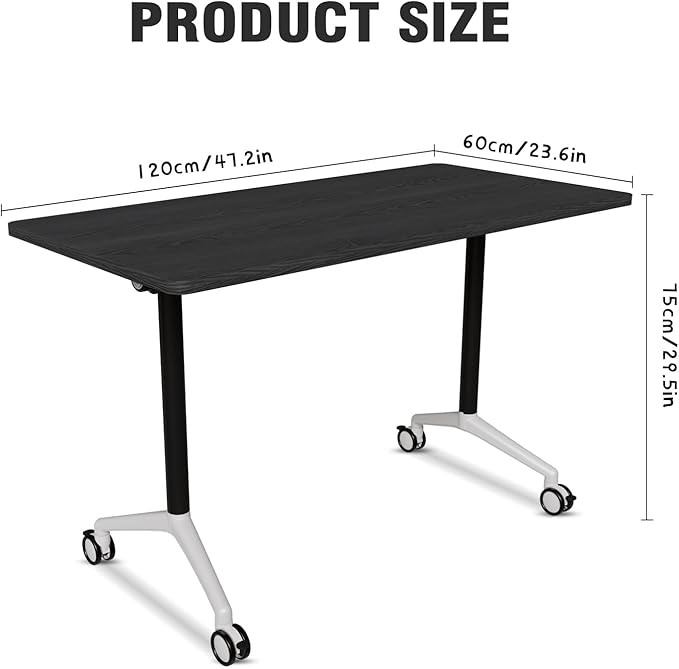Conference Room Table with Flip-Top Design for Dynamic Meetings, Business Table Computer Desk with Heavy-Duty Frame,Foldable Seminar Meeting Tables for Home Office (6, F, 47.2IN)