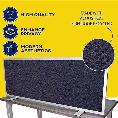 OBEX Acoustical Free Standing Privacy Screen, Cubicle Accessories Desk Privacy Panel, Desk Dividers for Office, Office Furniture Partitions Portable Sound Proof Dividers, 12" x 66", Slate