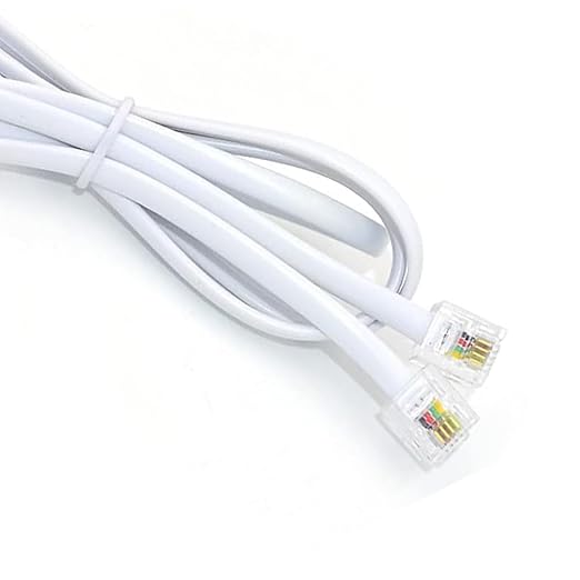 Telephone Extension Cable, 5ft/1.5m Phone Modem Cable with Wire RJ11 Male to RJ11 Male 6P4C Modular Plug for Landline, Telephone, Fax Machine (White)