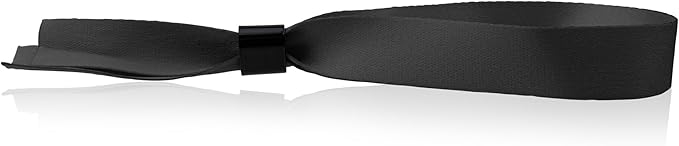 Wristco 100 Black Cloth Event Wristbands – Plastic Closure to Prevent Transfer or Reuse – Premium-Grade Fabric Bracelets for Party Entry, Summer Camp, VIP Identification, Drink Ticket ID