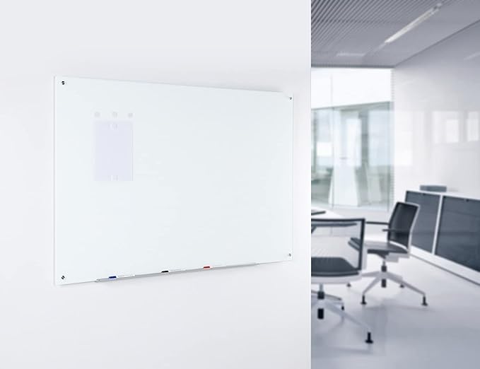 Audio-Visual Direct Magnetic Ultra White Glass Dry-Erase Board Set - 4' x 3' - Includes Magnets, Hardware & Marker Tray