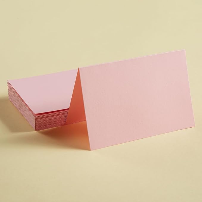 50 Pack Blank Cards Folded Cardstock Thank You Blank Greeting Cards for Invitations, Wedding, Greeting Cards, All Occasion DIY (Pink, 3x5)