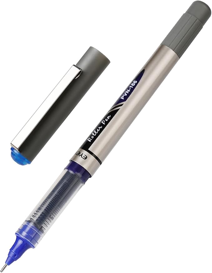 EYEYE Blue Pens Needle Tip 12 Pack Rollerball Pen 0.7mm Medium Point Quick Dry, Liquid Ink Pens Fine Point Smooth Writing Pen for Journaling, Note Taking, Office, School Supplies