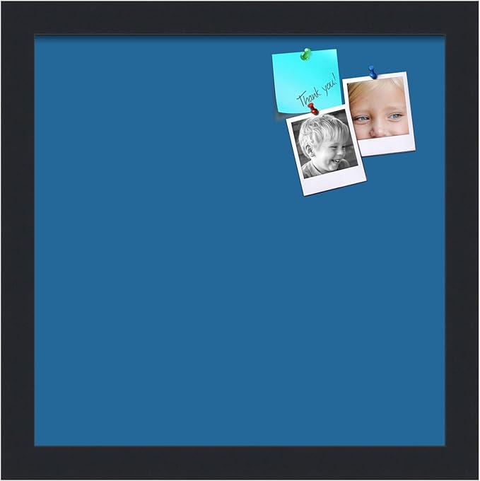 PinPix 12x12 Inch Cork Bulletin Board. This Decorative Framed Pin Board Comes with Navy Pastel Design and a Satin Black Frame. Ideal for Home Office Decor or Message Board (PinPix-1811)