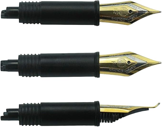 Set of 3 Hongdian Fountain Pen Nibs Gold Trim (Fine, Extra Fine and Bent Nib) for Black Forest 1850, M2, 1851, 1843, 6013, 517D, 517S, 525,H1, H3, A3, 1843 and 920 Series