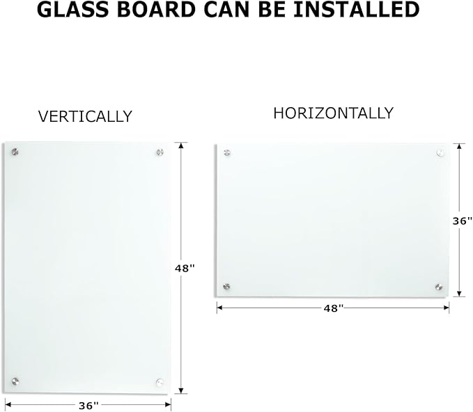 Glass Whiteboard Magnetic Dry Erase White Board 4'x 3' Framless White Surface