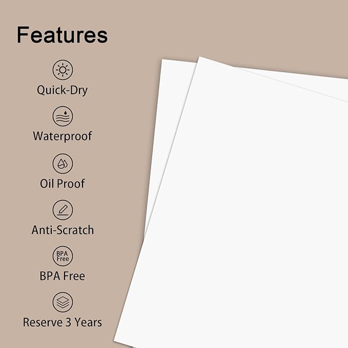 200 Sheets, Thermal Printer Paper 8.5 x 11 Inches, Single US Letter Size, Suitable with Most Thermal Portable Printer, Such M08F/A40, Quick-Drying, Waterproof(Single, Keep 3 Years)