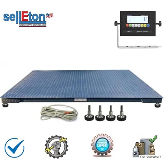 SellEton SL-6-x6-20K Heavy-Duty, Industrial Floor Scale, Metal Indicator with Platform Scale (72" x 72", 20,000 lbs x 2 lb)