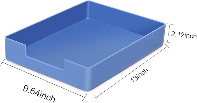 Letter-Size Tray, Desk Drawer Organizer, A4 Plastic Paper Tray, Stackable Plastic Paper Holder File Organizer for Office, School, Home Storage (Blue)