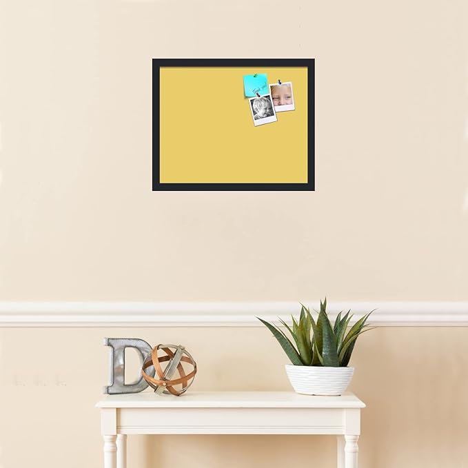 PinPix 19x15 Inch Cork Bulletin Board. This Decorative Framed Pin Board Comes with Honey Pastel Design and a Satin Black Frame. Ideal for Home Office Decor or Message Board (PinPix-1810)
