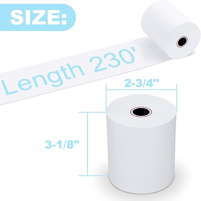 RyhamPaper 10 Rolls Thermal Receipt Paper, Thermal Paper 3-1/8" x 230' Pos Receipt Paper, Cash Register Rolls