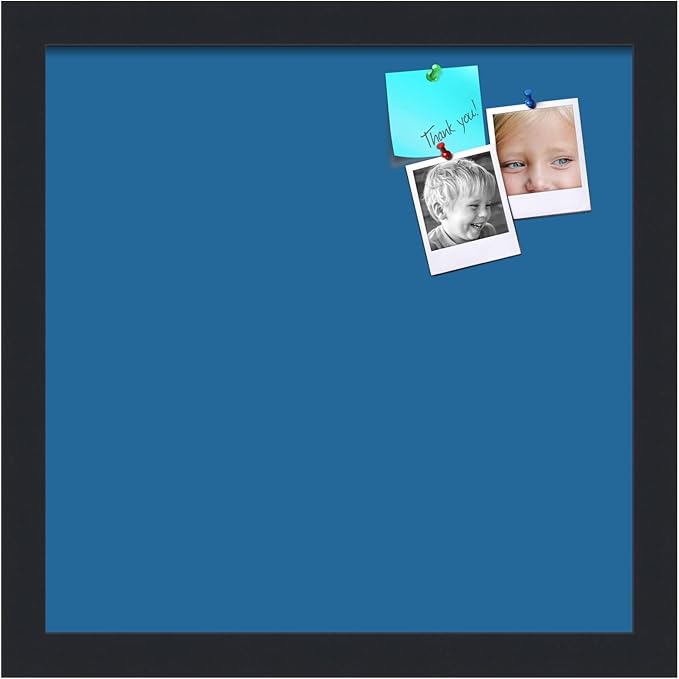 PinPix 13x13 Inch Cork Bulletin Board. This Decorative Framed Pin Board Comes with Navy Pastel Design and a Satin Black Frame. Ideal for Home Office Decor or Message Board (PinPix-1811)