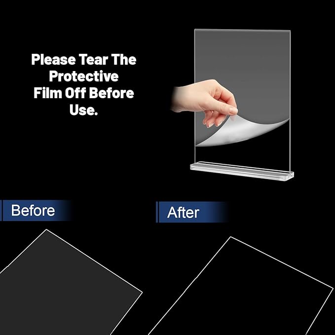 4 Pack Acrylic Sign Holder 8.5 X 11, Vertical T Shape Clear Plastic Sign Holder, Double Sided Clear Display Stand Table Top Sign Paper Holder, Sign Holder Suitable for Office, Store