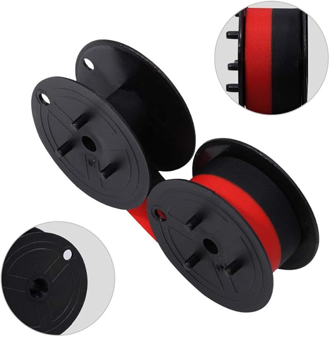 Bigger Replacement for Porelon 11216 Universal Twin Spool Calculator Ribbon for Nukote BR80c, Sharp EL-1197PIII, Dataproducts R3027, Casio DR-210R, Canon MP11DX MP25DV, Black and Red, 3 Pack
