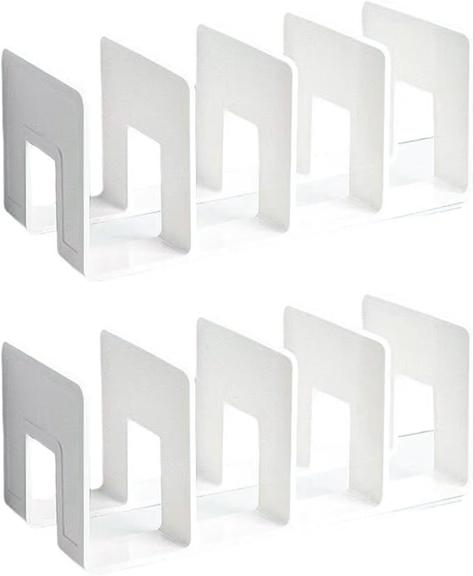 2PCS Acrylic File Organizer for Desk, Desktop Document/Mail Organizer, 4 Compartments Plastics Invisible Bookshelf Floating (12.5" x 5.7" x 5", White)