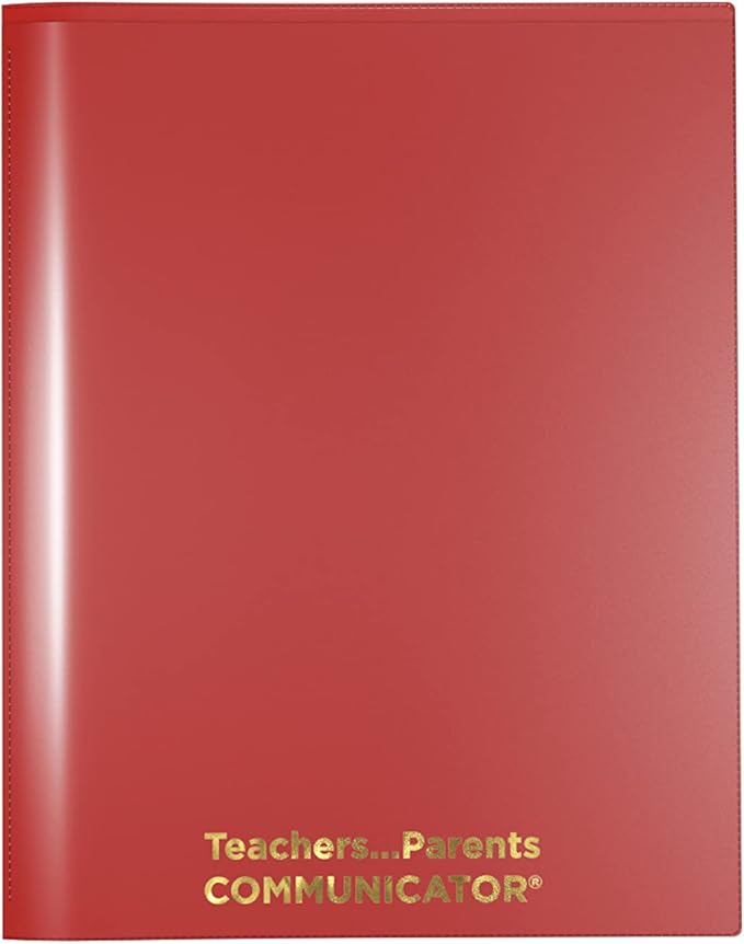 Nicky's Folder® English Communicator, Parent-Teacher Folder, Patented Tear-Resistant, Flexible Plastic, 2 Inside Pockets, 2 Exterior Sleeves, Letter Size Paper, Single Color (24 Pack) (Red)