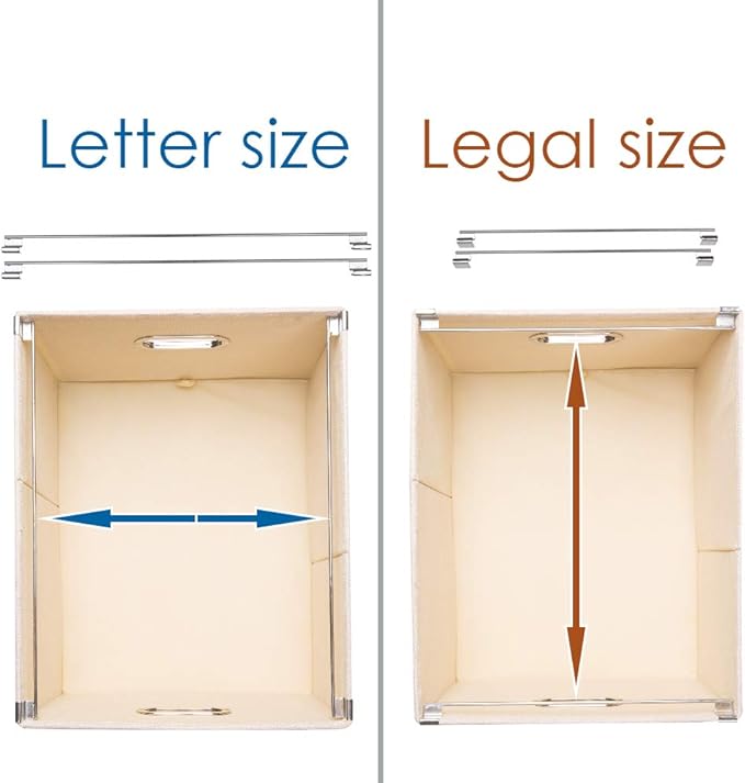 PRANDOM File Organizer Box - Set of 2 Collapsible Decorative Linen Filing Storage Hanging File Folders with Lids Office Cabinet Letter/Legal Size Light Grey (17x14x11.2 inch)