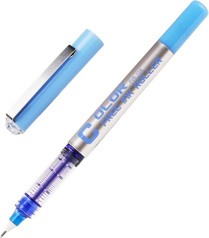 EYEYE Liquid Ink Rollerball Pens Blue 0.5mm, 8 Pack Quick Dry Extra Fine Point Needle Tip Pens Fine Point Smooth Writing Pen for Journaling, Note Taking, Office, School Supplies