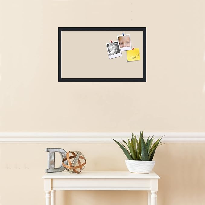 PinPix 24x14 Inch Cork Bulletin Board. This Decorative Framed Pin Board Comes with Desert Pastel Design and a Satin Black Frame. Ideal for Home Office Decor or Message Board (PinPix-1815)