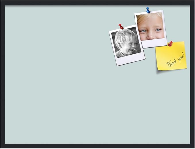PinPix 40x30 Inch Cork Bulletin Board. This Decorative Framed Pin Board Comes with Soft Blue Design and a Satin Black Frame. Ideal for Home Office Decor or Message Board (PinPix-1814)