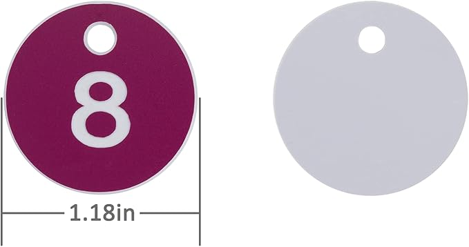 StayMax Plastic ID Number Tags Engraved Tags Key Tags Without Key Rings (1-50, Purple)