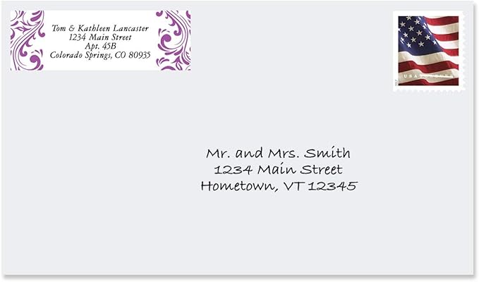 Colorful Images Elegant Swirl Rolled Personalized Return Address Mailing Labels with Dispenser, Customize with Name & Shipping Address, 250 ¾” x 2½” Self Adhesive, Easy Peel Label Roll