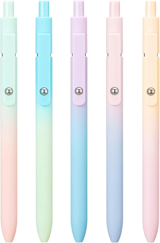 5 PCS Zennyth Gel Pens Quick Dry Fine Point Premium Retractable Rolling Ball Black Ink Smooth Writing Pens for School Office (Aurora)