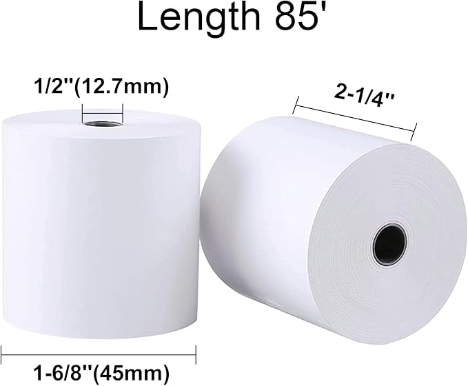 LabelMore 2-1/4" X 85' Thermal Receipt Paper, Credit Card Paper Rolls Thermal, Cash Register Roll, Premium Pos Thermal Printer Paper (50 Rolls)