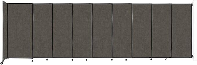 Wall-Mounted Sliding StraightWall Room Divider | Adjustable Widths | Locking Wheels | Room Separator | Up to 19'9" Wide x 6' Tall Mocha Fabric Panels