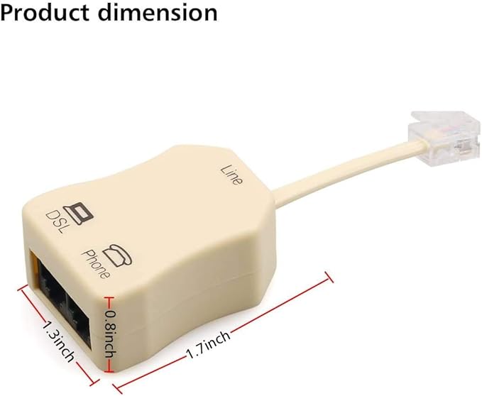 URBEST In-line DSL Splitter Adapter with Noise Filter for Telephone Phone Fax Accessory (2, Beige)