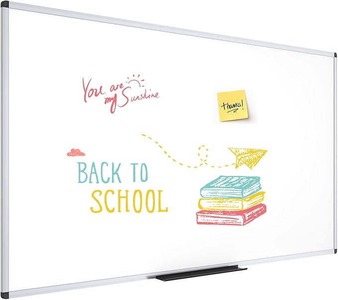 VIZ-PRO Dry Erase Board/Whiteboard, 60 x 36 Inches, Wall Mounted Board for School Office and Home