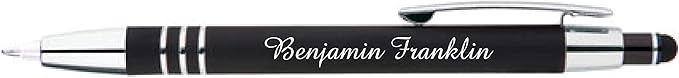 ExpressDesigns™ - Personalized Pens Gift Set - 2 Pack of | LED Flashlight Soft Touch Metal Pens w/gift box | Luxury Ballpoint Pen Custom Engraved with Name or Message | Light Up Pens (Black)