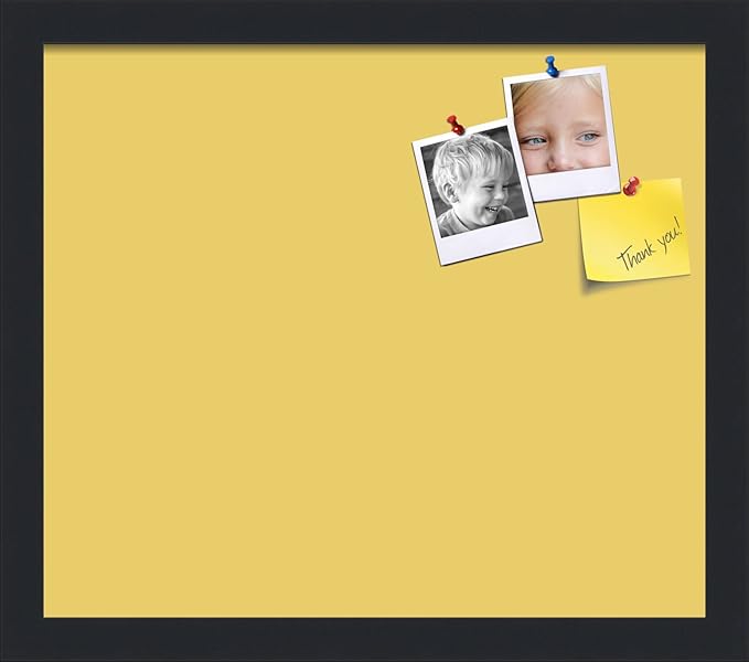 PinPix 15x13 Inch Cork Bulletin Board. This Decorative Framed Pin Board Comes with Honey Pastel Design and a Satin Black Frame. Ideal for Home Office Decor or Message Board (PinPix-1810)