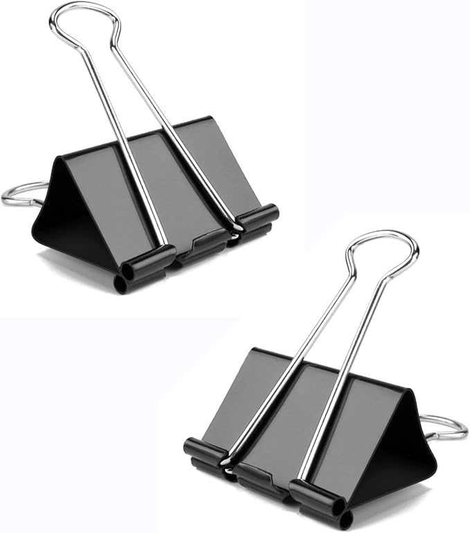 Black Binder Clips, 72 Pack, Standard 41mm, 1.6 Inch, Large Clips, Capacity 0.66 Inch, Binder Clips Large Size, Large Paper Clips, Office Clips, Great Binder Clips