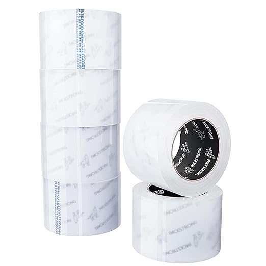 Packstrong Industrial Grade Clear Packing Tape 60 Rolls - 110 Yards per Roll - 3" Wide x 2.0 mil Thick, Acrylic Adhesive Heavy Duty Tape for Box Office Moving Packaging Shipping