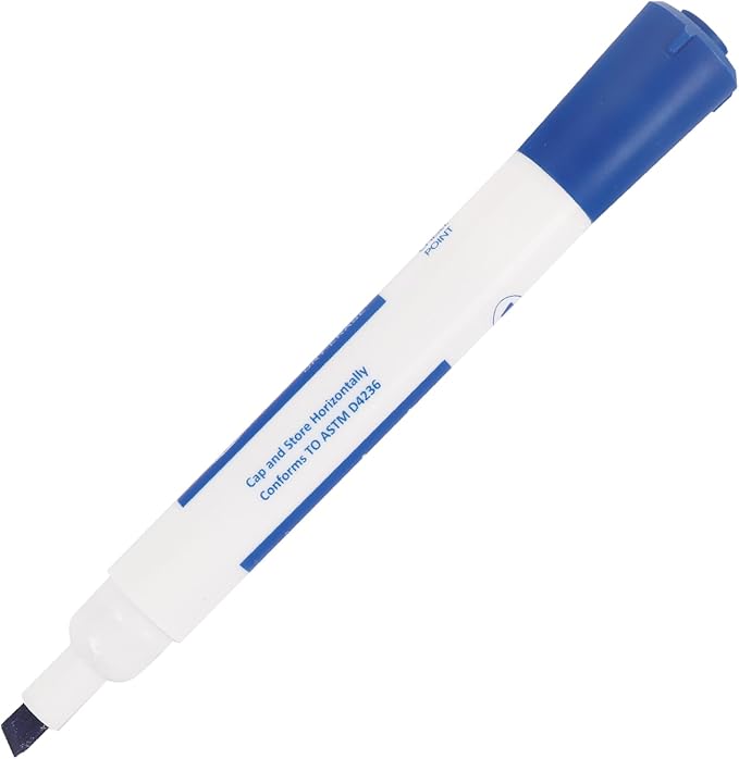 Amazon Basics Dry Erase Markers For Whiteboards, Chisel Tip, Low-Odor, Blue, Pack of 12