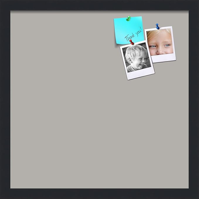 PinPix 17x17 Inch Cork Bulletin Board. This Decorative Framed Pin Board Comes with Dark Stone Design and a Satin Black Frame. Ideal for Home Office Decor or Message Board (PinPix-1808)