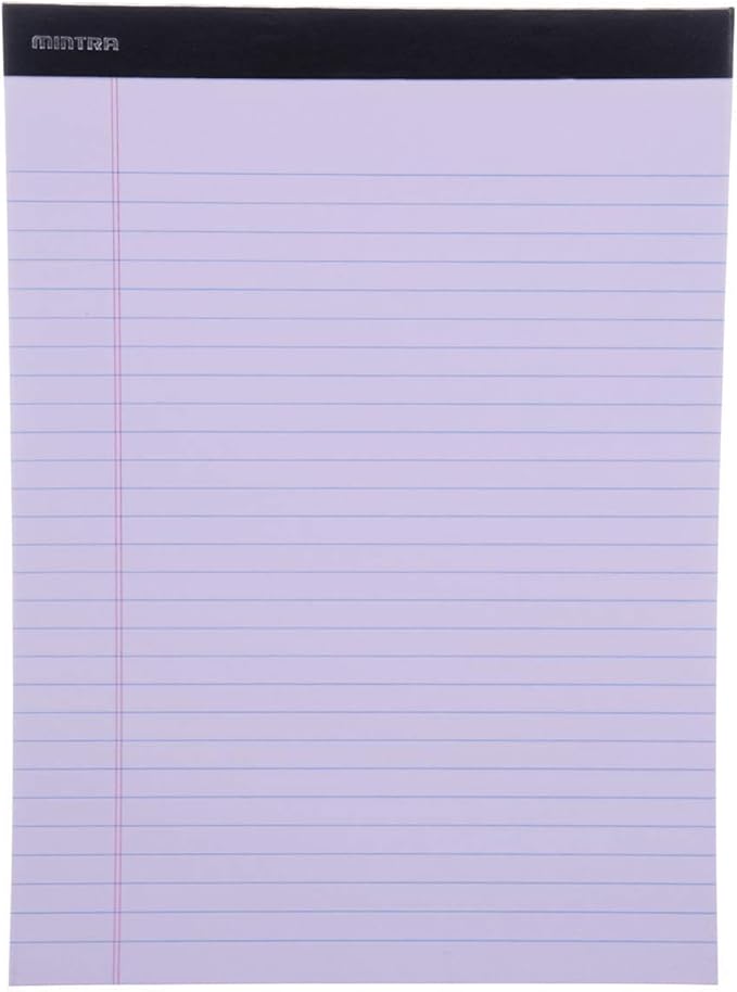 Mintra Office Legal Pads - ((BASIC PASTEL 6pk, 8.5in x 11in, WIDE RULED))