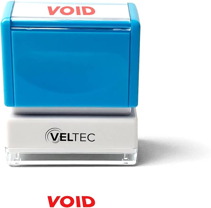 Veltec Premium Pre-Inked Message Stamp, Red Ink (Void)