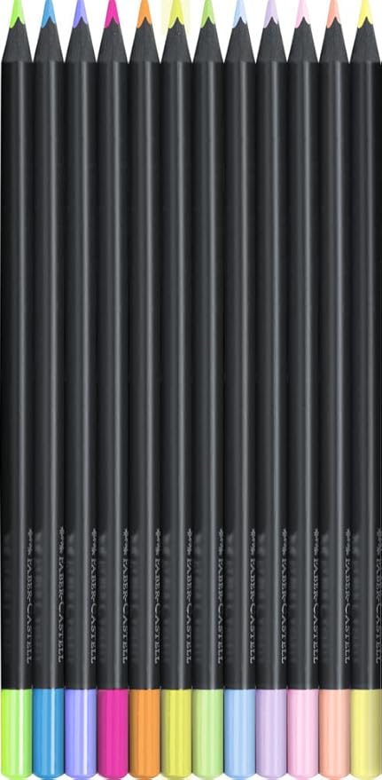 Faber-Castell Black Edition Colored Pencils: 12 Neon & Pastel