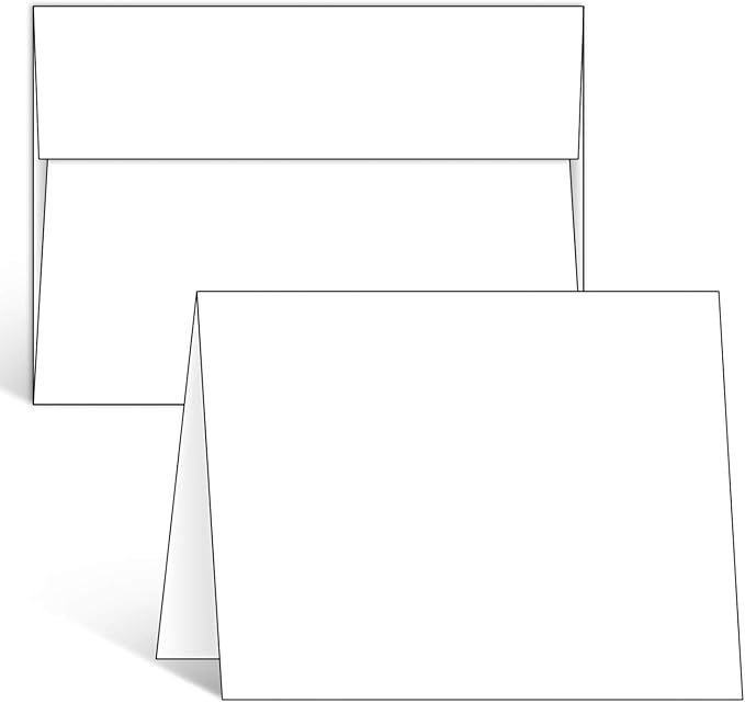 Blank White Cards and Envelopes 100 Pack, Ohuhu 5 x 7 Heavyweight Folded Cards and A7 Envelopes for DIY Christmas Greeting Cards, Wedding, Birthday, Invitations, Thank You Cards & All Occasion