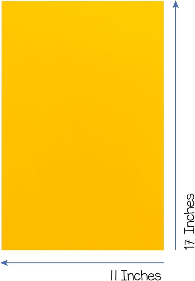 Hygloss Yellow Bright Colored Cardstock - 11x17-Inch, 50 Sheets, 65 lb/ 176 gsm, Fade-Resistant, Acid-Free Color Card Stock Paper