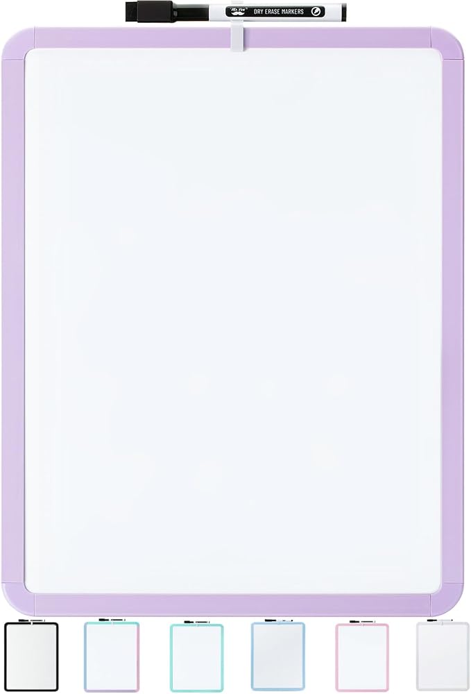 Mr. Pen- Dry Erase Board, 14” x 11” with a Black Dry Erase Marker, Purple Frame, Small White Board Dry Erase, Dry Erase Board Small Dry Erase Board, Small Whiteboard