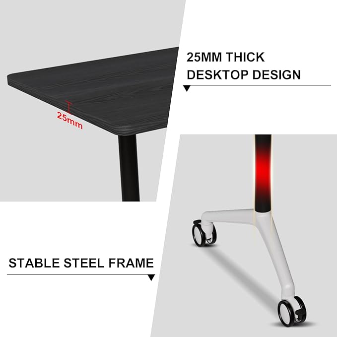 Conference Room Table with Flip-Top Design for Dynamic Meetings, Business Table Computer Desk with Heavy-Duty Frame,Foldable Seminar Meeting Tables for Home Office (2, F, 61IN)